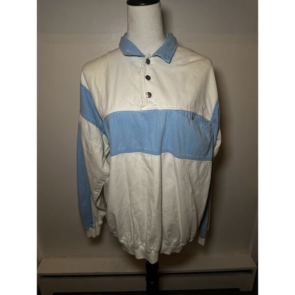 Vintage Gotcha Long Sleeve Pocket Polo Pullover White Men's Size Large Surf - Picture 1 of 11
